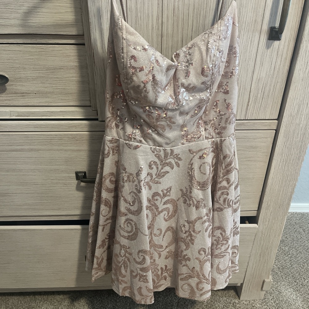 Windsor Rose Gold Sequin Prom Dress
